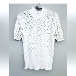 White House Black Market Short Sleeve Sweater White Color Sise: Small
